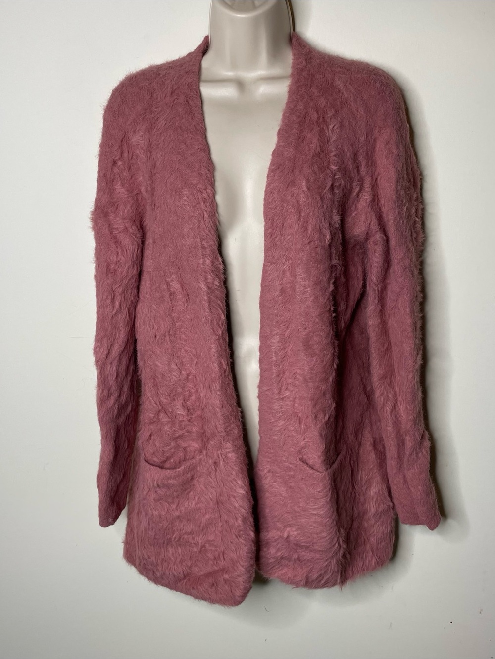 Free People Pink Fuzzy Open Front Cardigan Sweater XS